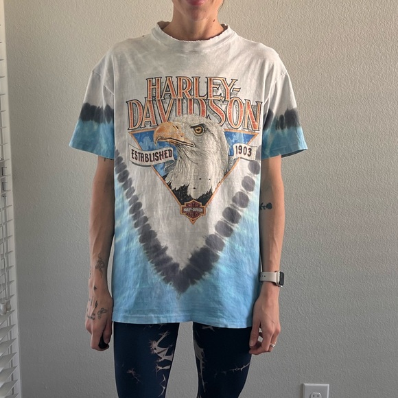 Harley-Davidson Other - Harley-Davidson Men's Tie-Dye T-Shirt - Blue and White